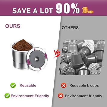 Reusable K Cups, Universal stainless steel Reusable Coffee Pods, Refillable Single K Cups for K 2.0 and 1.0 Coffee Makers