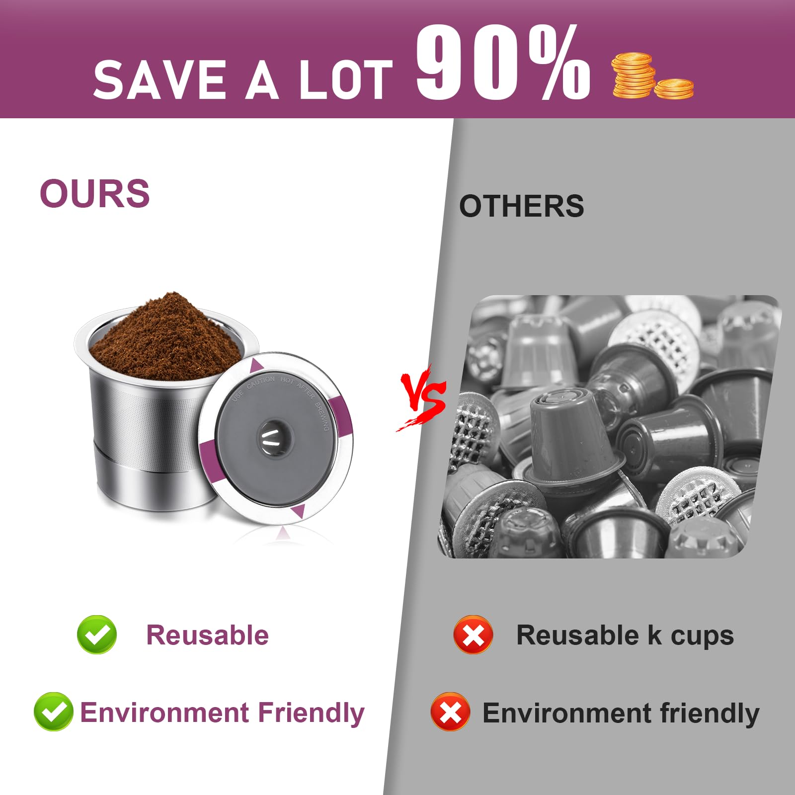 Filtros y cápsulas de café reutilizables, paquete de 2 cápsulas recargables con 1 filtro para cafetera Ninja Dual Brew (se adapta a CFP301, CFP307), práctico juego de repuesto, ideal para la