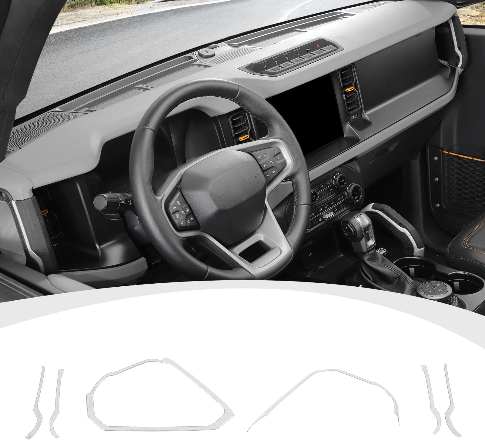 RAZPOY Center Console Dash Grab Handle Cover Trim Compatible with 2021-2023 Ford Bronco Models, Interior Accessories, White