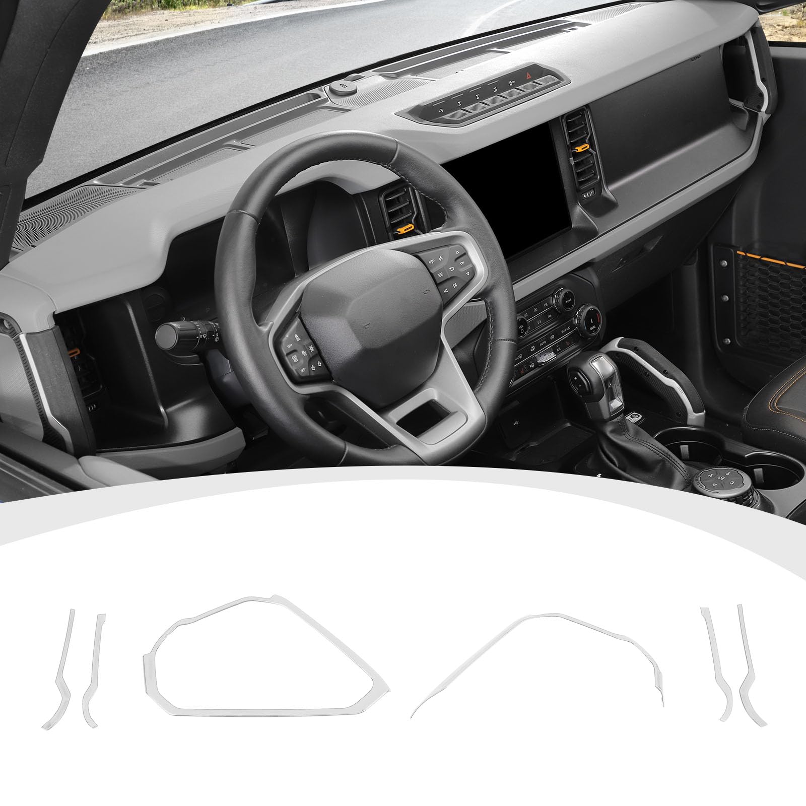 RAZPOY Center Console Dash Grab Handle Cover Trim Compatible with 2021-2023 Ford Bronco Models, Interior Accessories, White
