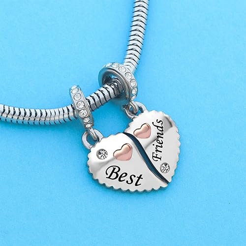 Miniatura 7 de KunBead Dijes colgantes de cumpleaños para madre, hija, hijo, hermanas, mejores amigos, mejor amiga, corazón de oro rosa, compatible con pulsera