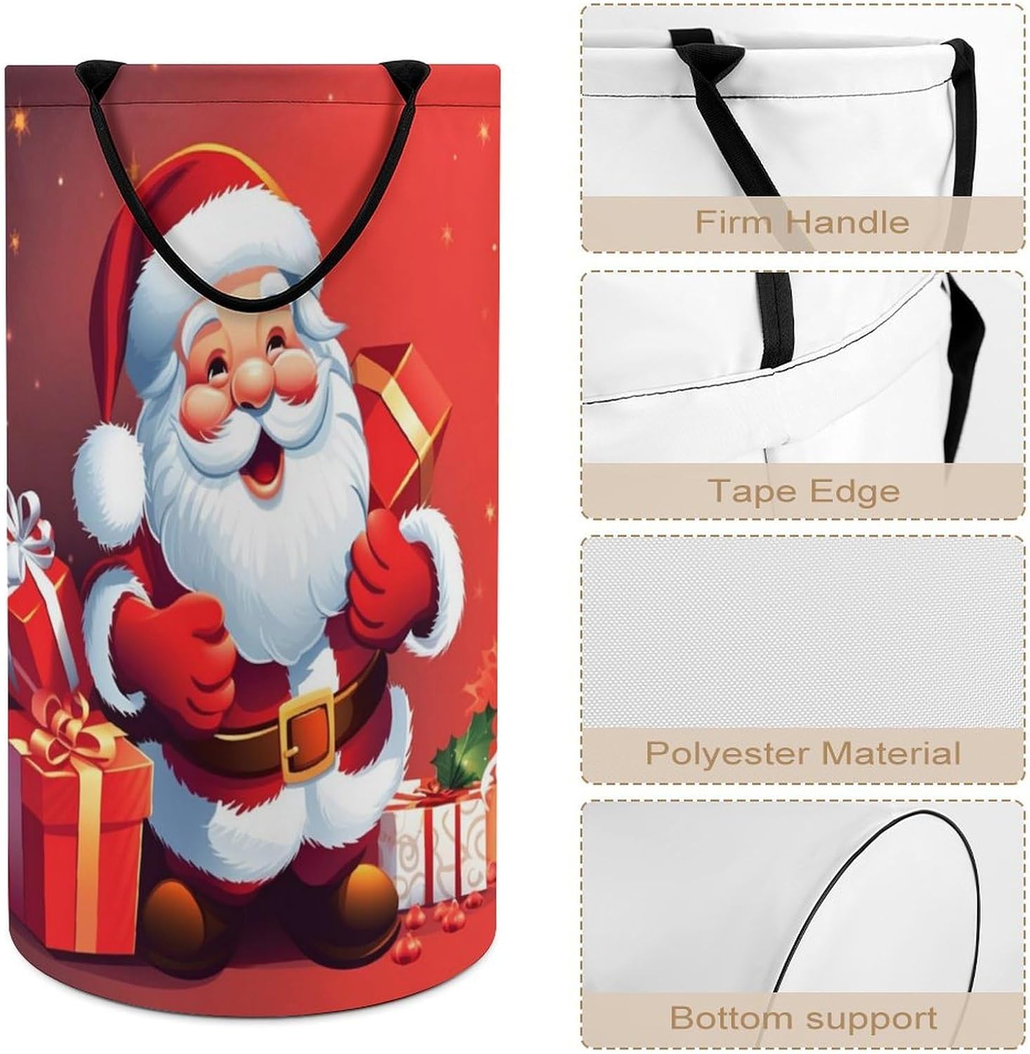 Santa Claus Xmas Gifts Laundry Basket Laundry Hamper Clothes Hamper Collapsible Laundry Baskets Large Laundry Basket Clothes Hampers for Laundry Tall Laundry Basket for Toy