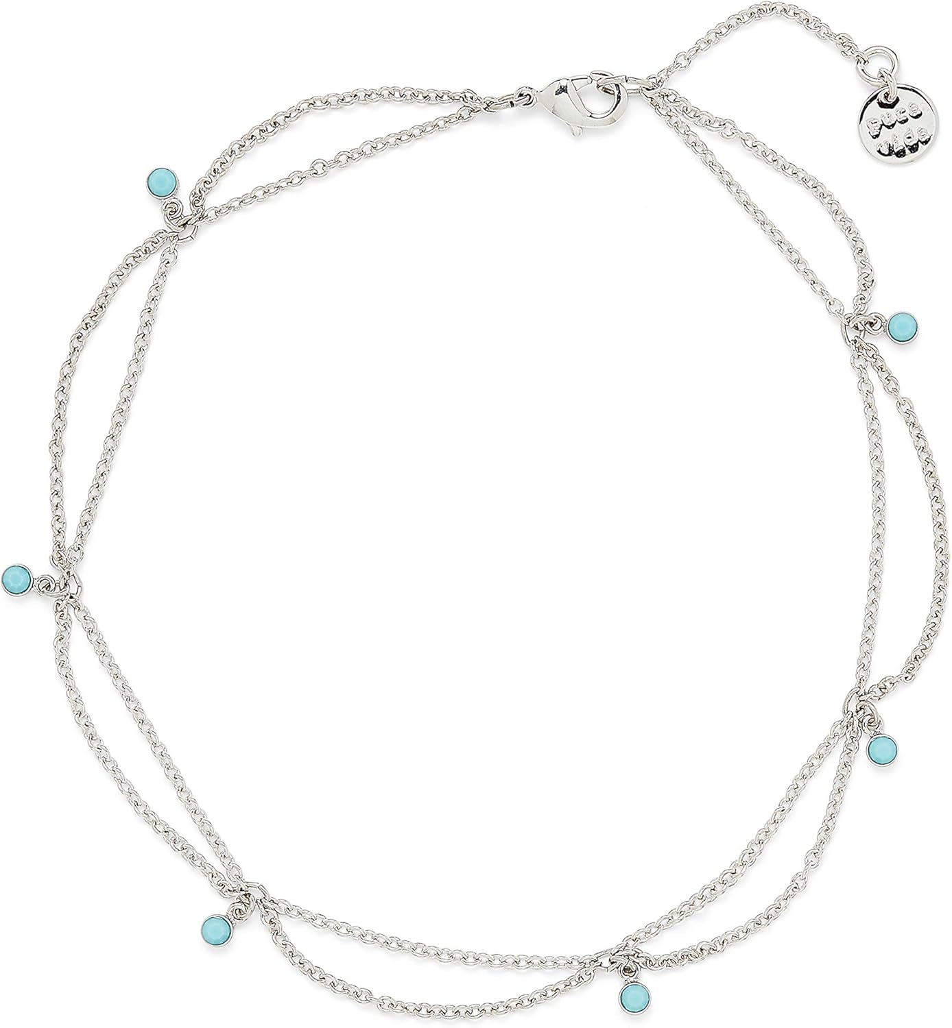 Pura Vida Silver Bondi Anklet - Adjustable Band, Rhodium Plating, Brass Base - Brand Charm