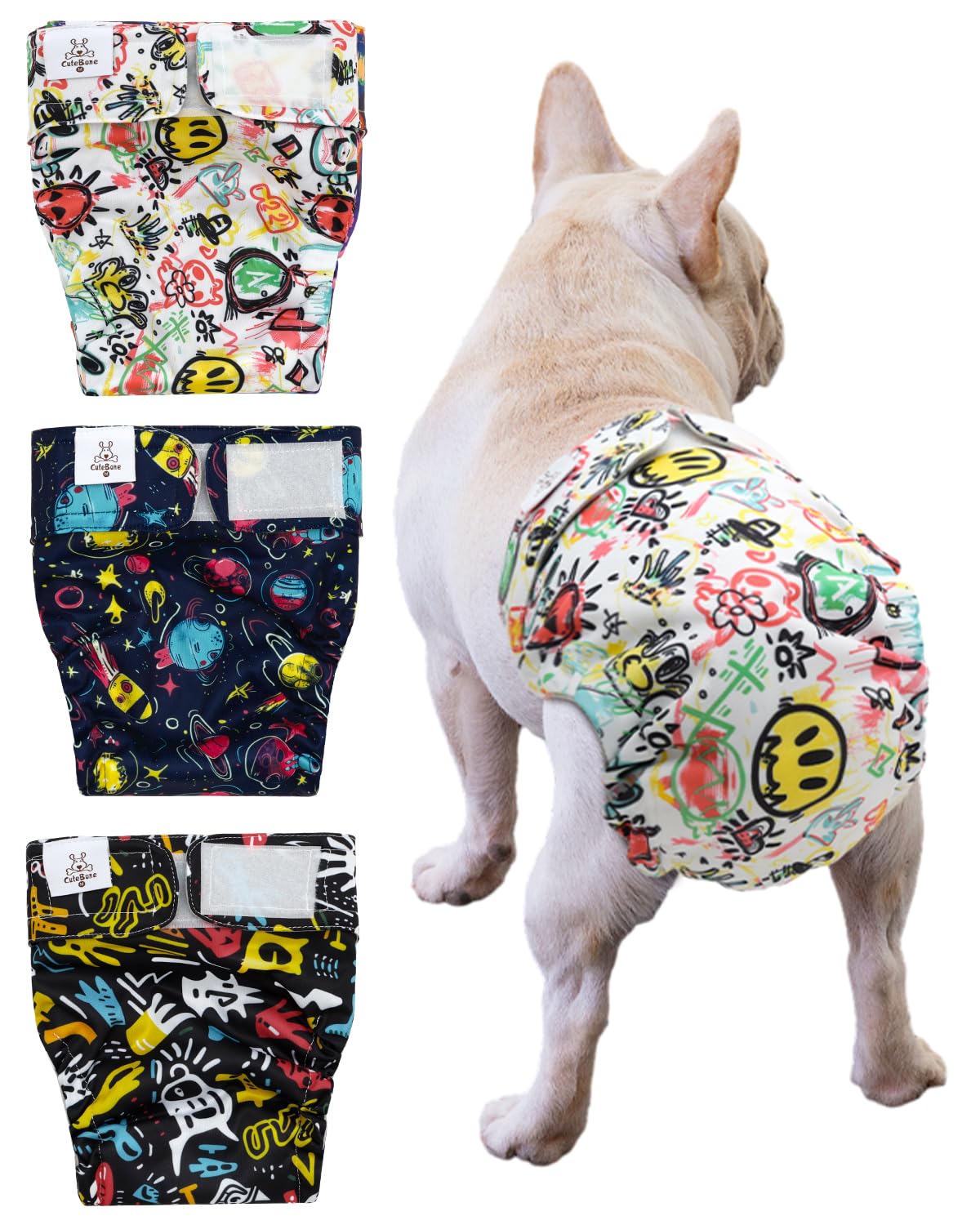 Photo 1 of CuteBone Washable Dog Diapers Female (3 Pack) for Docked-Tail Dogs