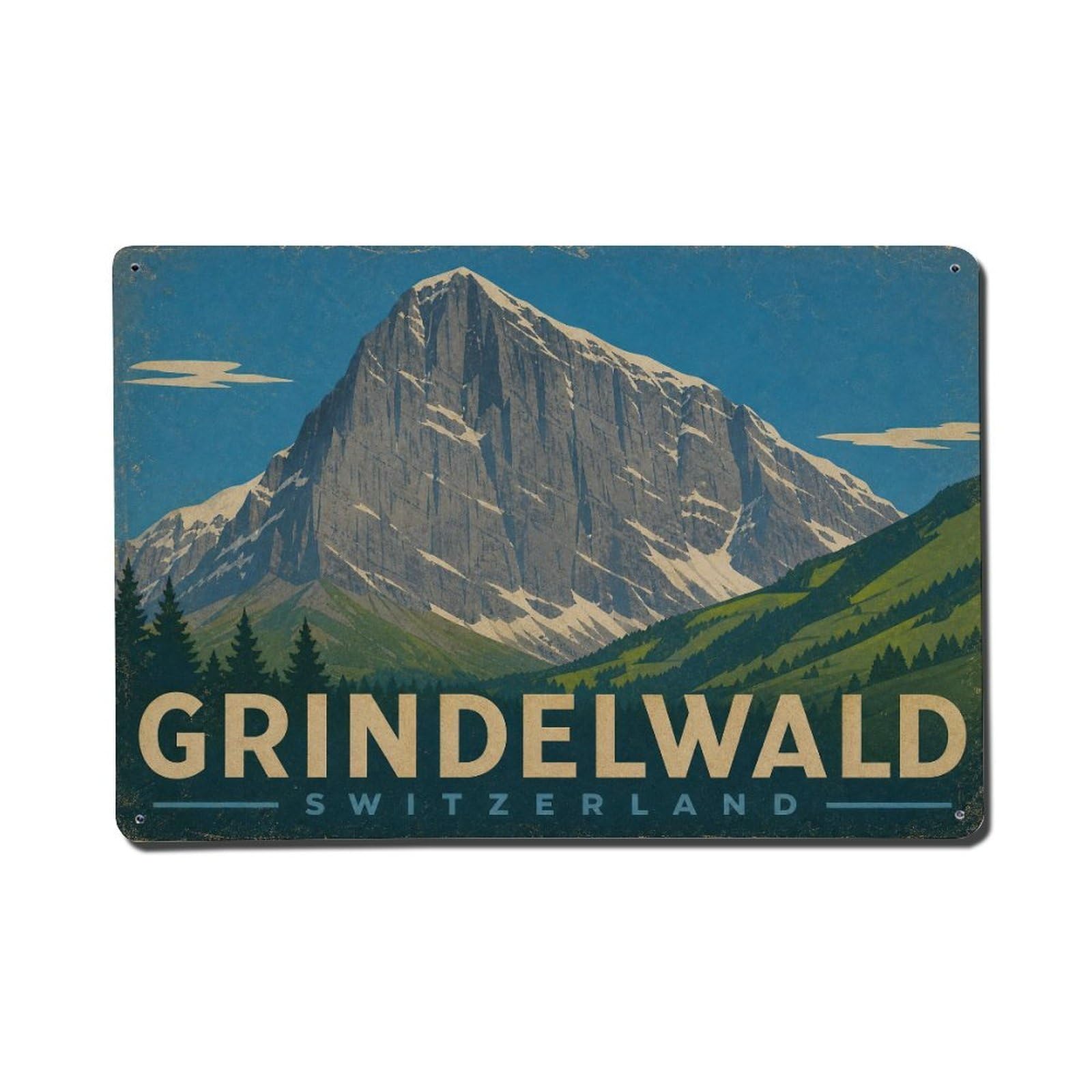 Vintage Travel Switzerland Grindelwald Metal Tin Sign