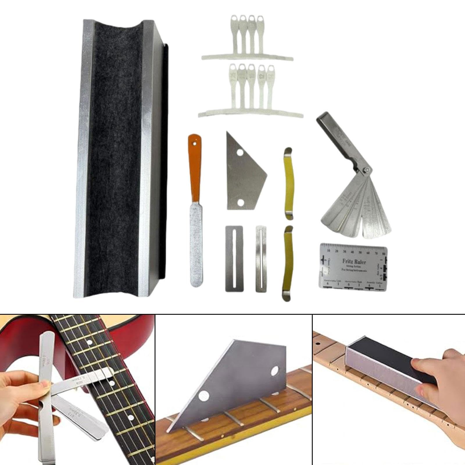Kit de Réparation de Guitare électrique, Ensemble D'outils de Réparation, Acier Inoxydable, Aluminium, Outils de Mesure Professionnels, Support de, 20 Cm X 7 Cm X 6.8