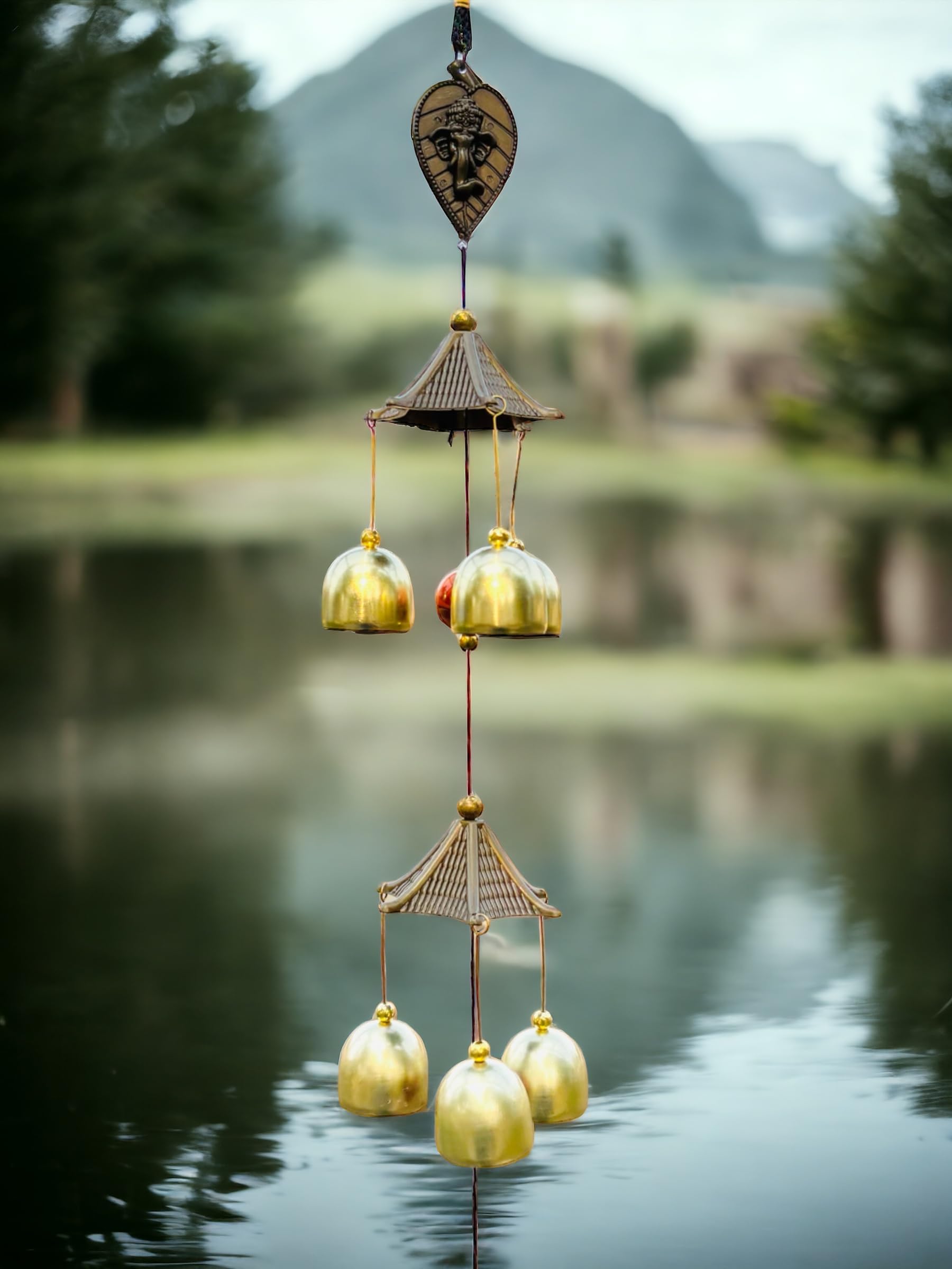 WARMINGO DE Wind Chime for Home Positive Vibes | 6 Brass Bells Hanging | 6 Bells Wind Chime |Good Luck Item Diwali Gift