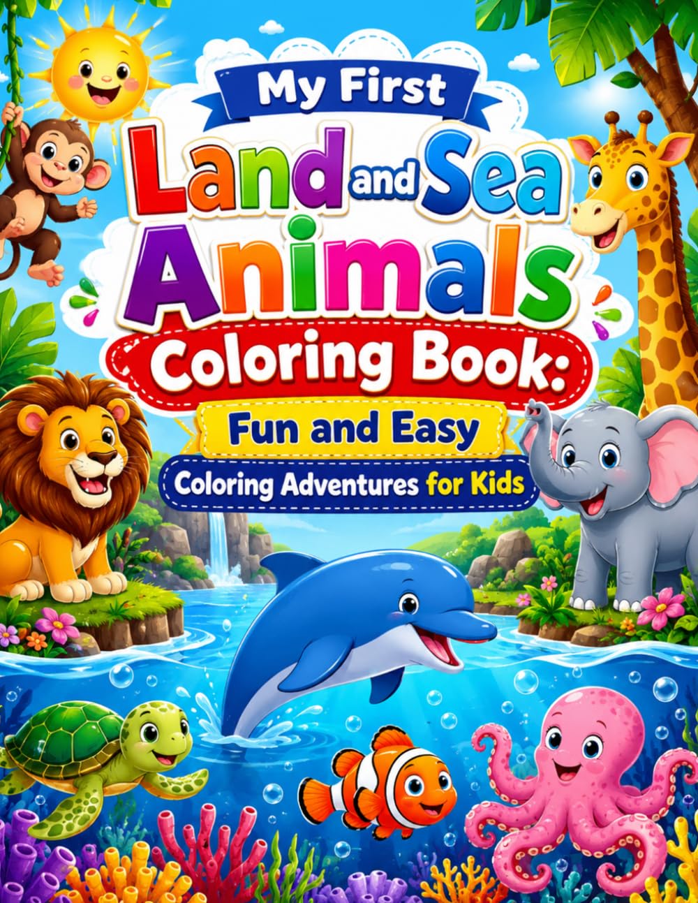 My First Land and Sea Animals Coloring Book: Fun and Easy Coloring Adventures for Kids
