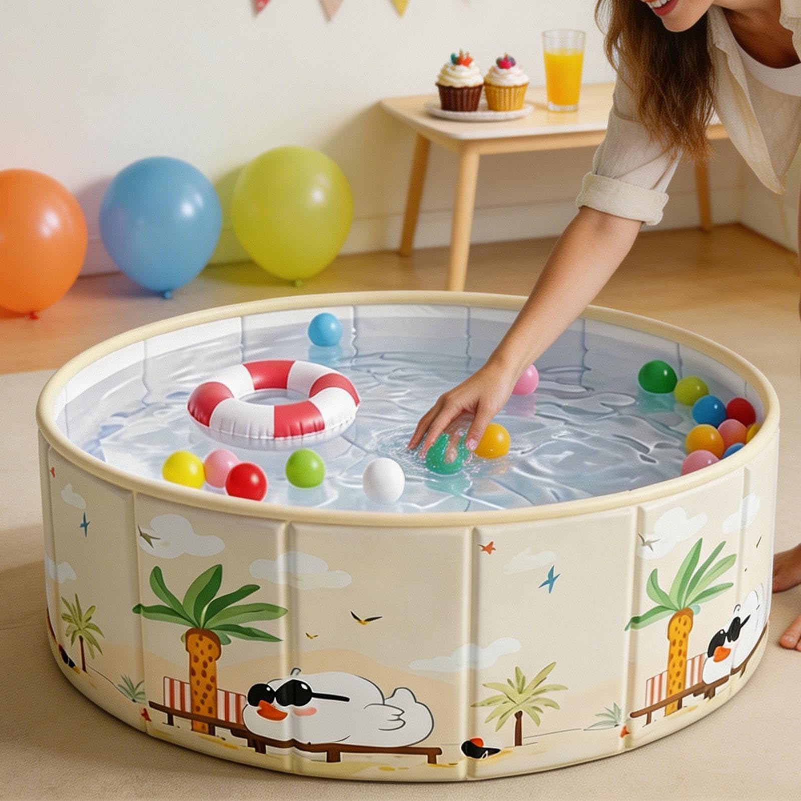 Faltbarer Kinder-Pool, klein, faltbar, tragbar, rund, -Schwimmbadewanne, für Hinterhof, Outdoor, Garten