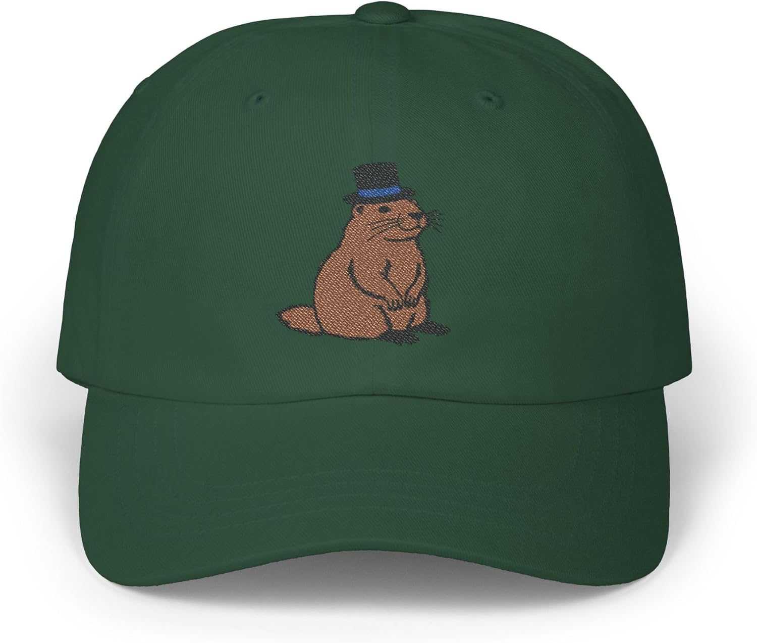 DONWILLISJRART Groundhog with Top Hat Embroidered Classic Baseball Cap, Animal Lover Gift