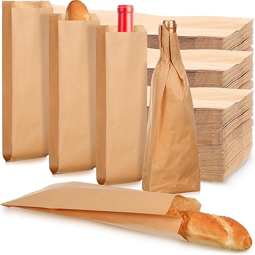 Lincia 300 bolsas de pan de papel kraft, bolsas de vino de papel a granel para bolsas de pan caseras, sacos de almacenamiento de pan, bolsas largas