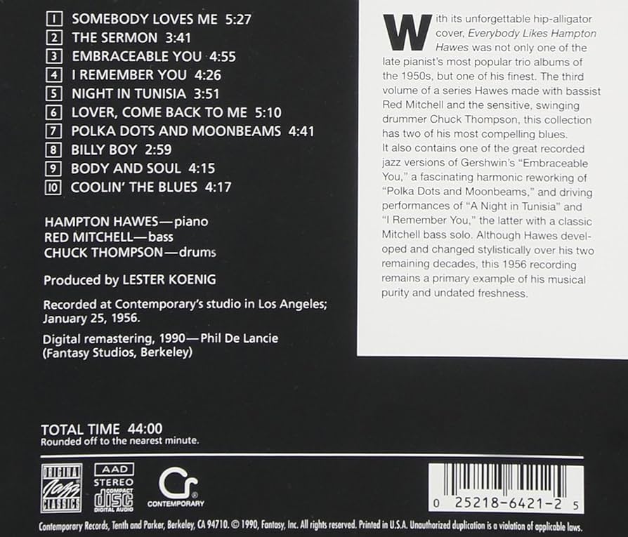 洋楽 everybody likes Hampton Hawes vol.3 Everybody Likes Hampton Hawes Vol.3: The Trio : Hampton