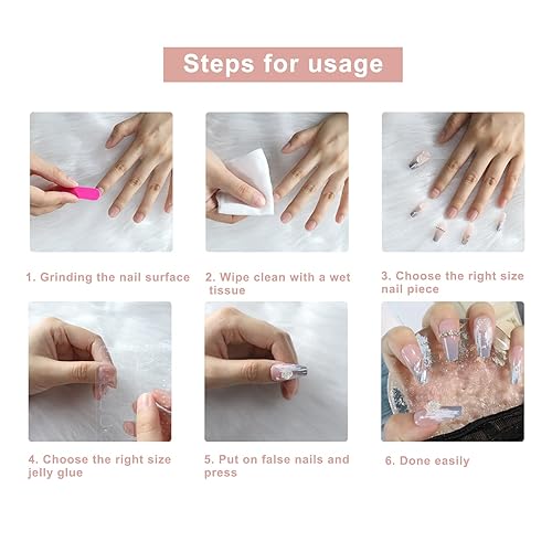 Miniatura 6 de FURUBETA Uñas postizas a presión  Uñas postizas cuadradas cortas de diseño francés para mujer, patrón en forma de corazón, 24 unidades