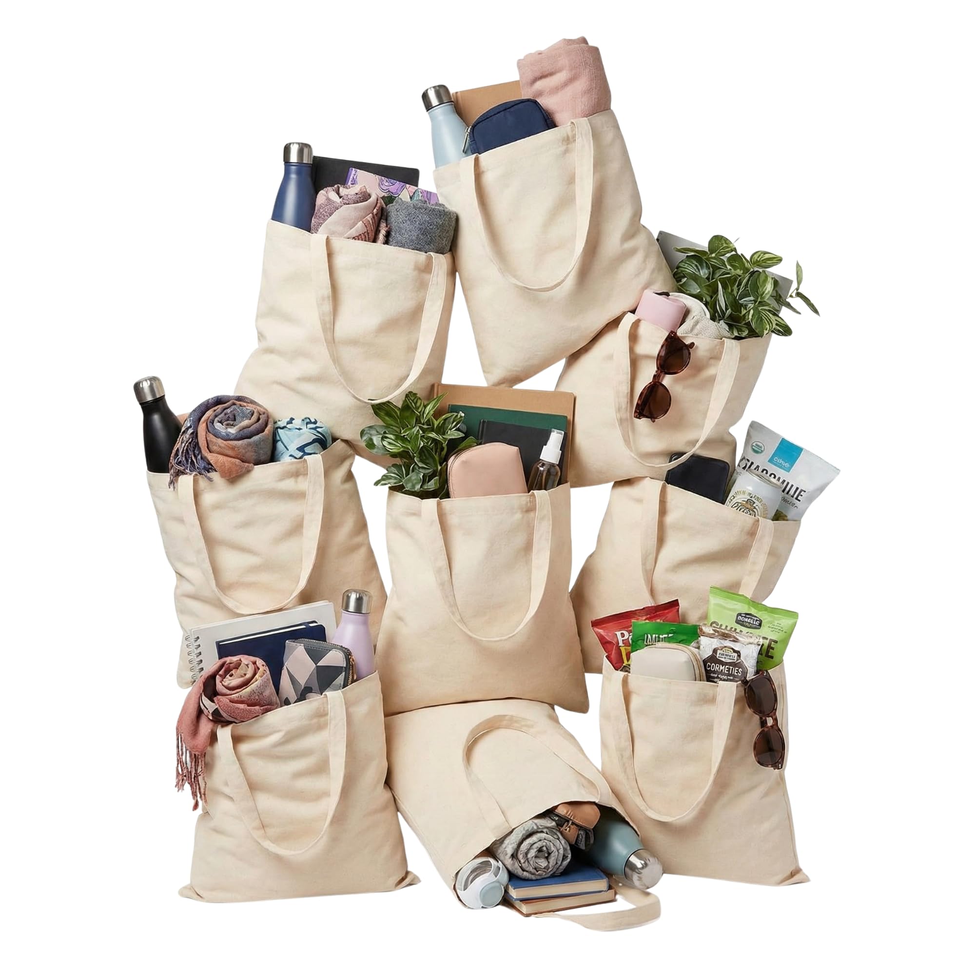 ORATIC Pack Tote Bag 100% Algodón Natural Reutilizables de 42x38cm y 140 g/m² – Bolsas de Tela Resistentes para Uso Diario con Asas Largas de 70cm y Tamaño Práctico — view 8