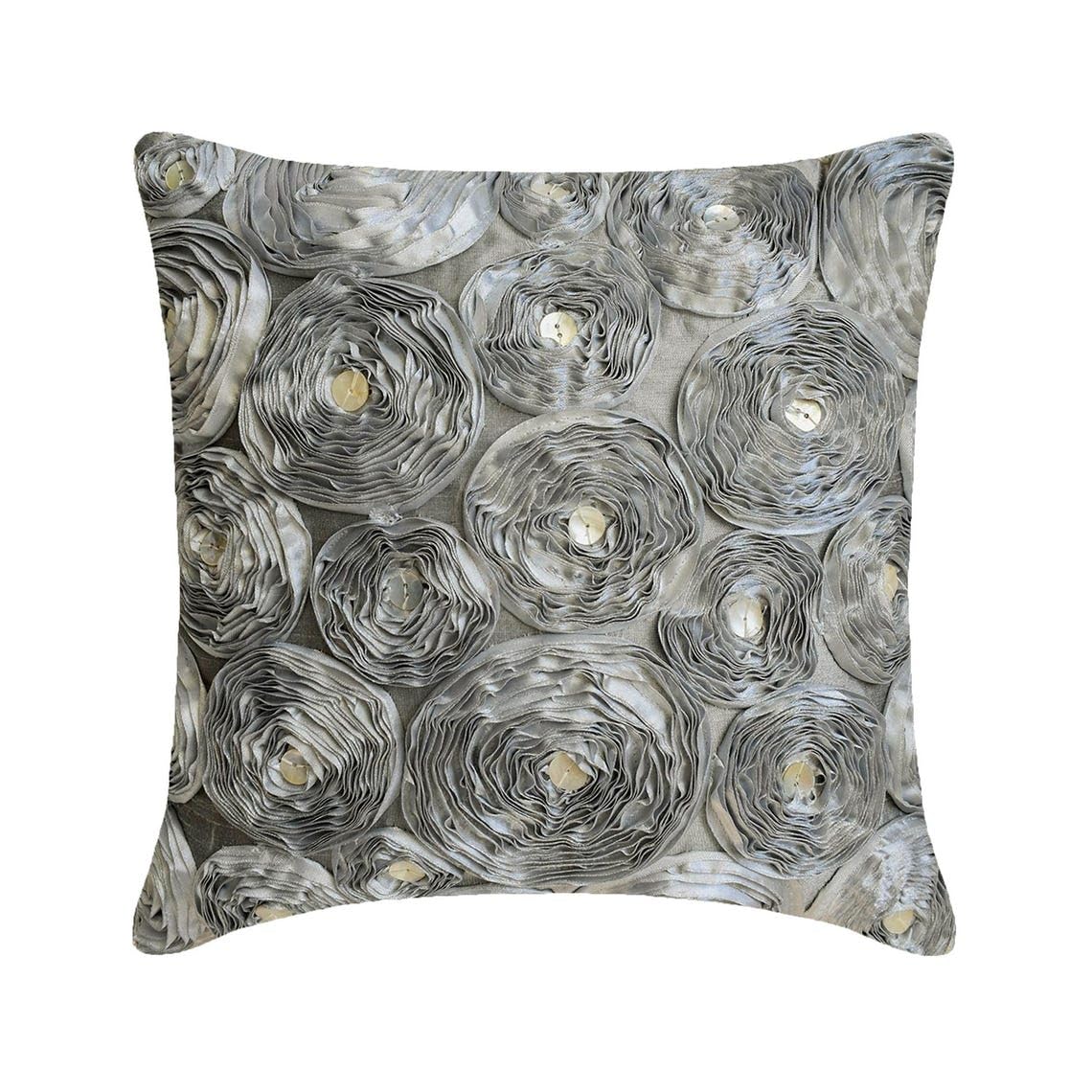 The HomeCentric Grey Cushion Covers, Ribbon Flowers Floral Theme Throw 50x50 cm (20x20 inch) Cushion Covers Decorative, Floral Modern Decorative Cushions Cover, Square Silk - Vintage Paradise โ image 1