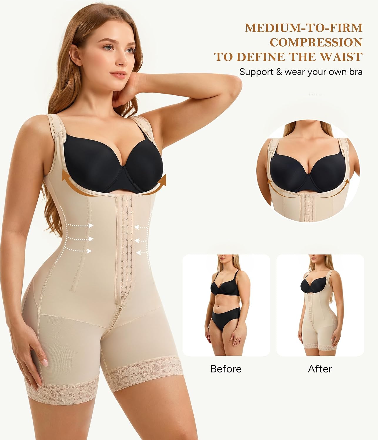 Irisnaya Fajas Colombianas Moldeadoras Tummy Control Shapewear for Women, Postpartum Faja Body Shaper Shapewear Bodysuit