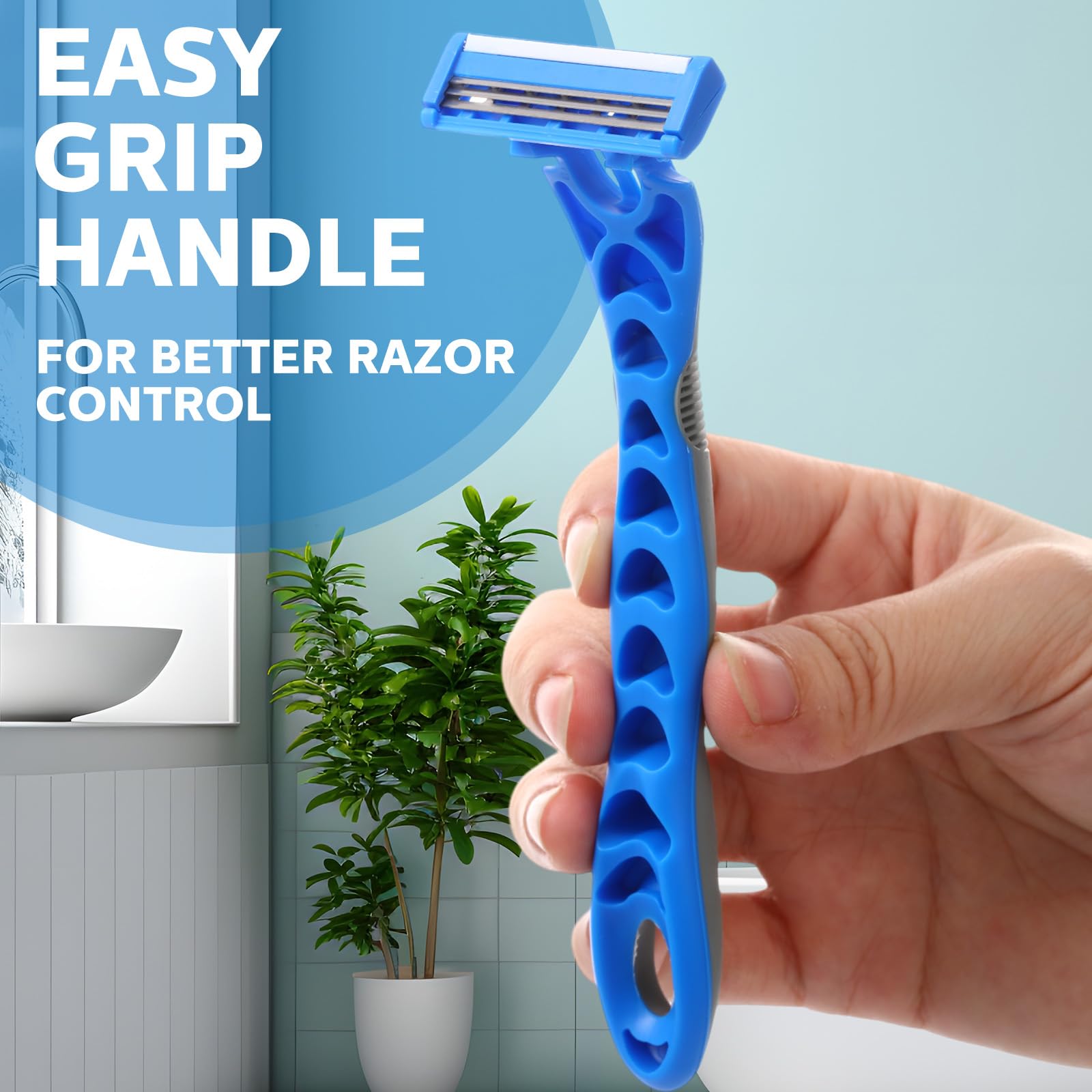 Juego de 50 maquinillas de afeitar desechables de tres cuchillas para hombres a granel, juego de 3 cuchillas desechables para piel sensible, maquinilla de afeitar desechable para un afeitado