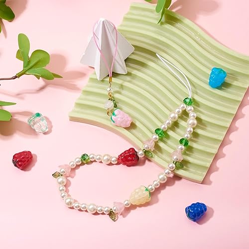 Miniatura 9 de FASHEWELRY 20 cuentas redondas transparentes de cristal transparente, cuentas de cristal transparente, flores de dibujos animados, frutas, conejo,