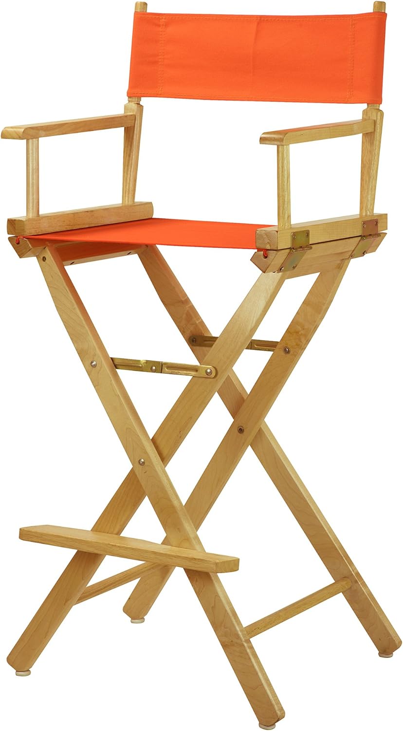 Casual Home 30" Director's Chair Natural Frame-with Tangerine Canvas, Bar Height