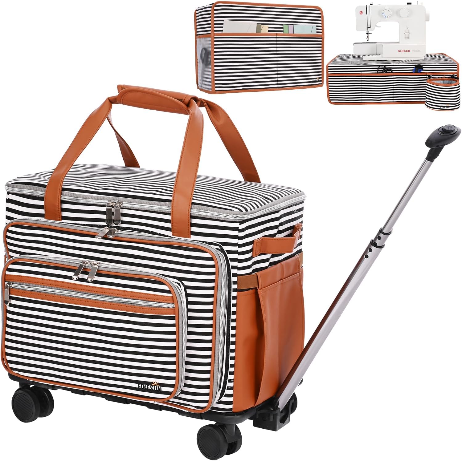 FINESUN Sewing Machine Case with Wheels, Foldable Deluxe