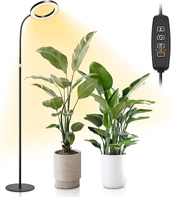 Lampe Croissance LED Sur Pied Acelane – Spectre Complet, Hauteur 80-160 Cm Réglable, Minuterie 3/9/12h – Pour Plantes D'intérieur