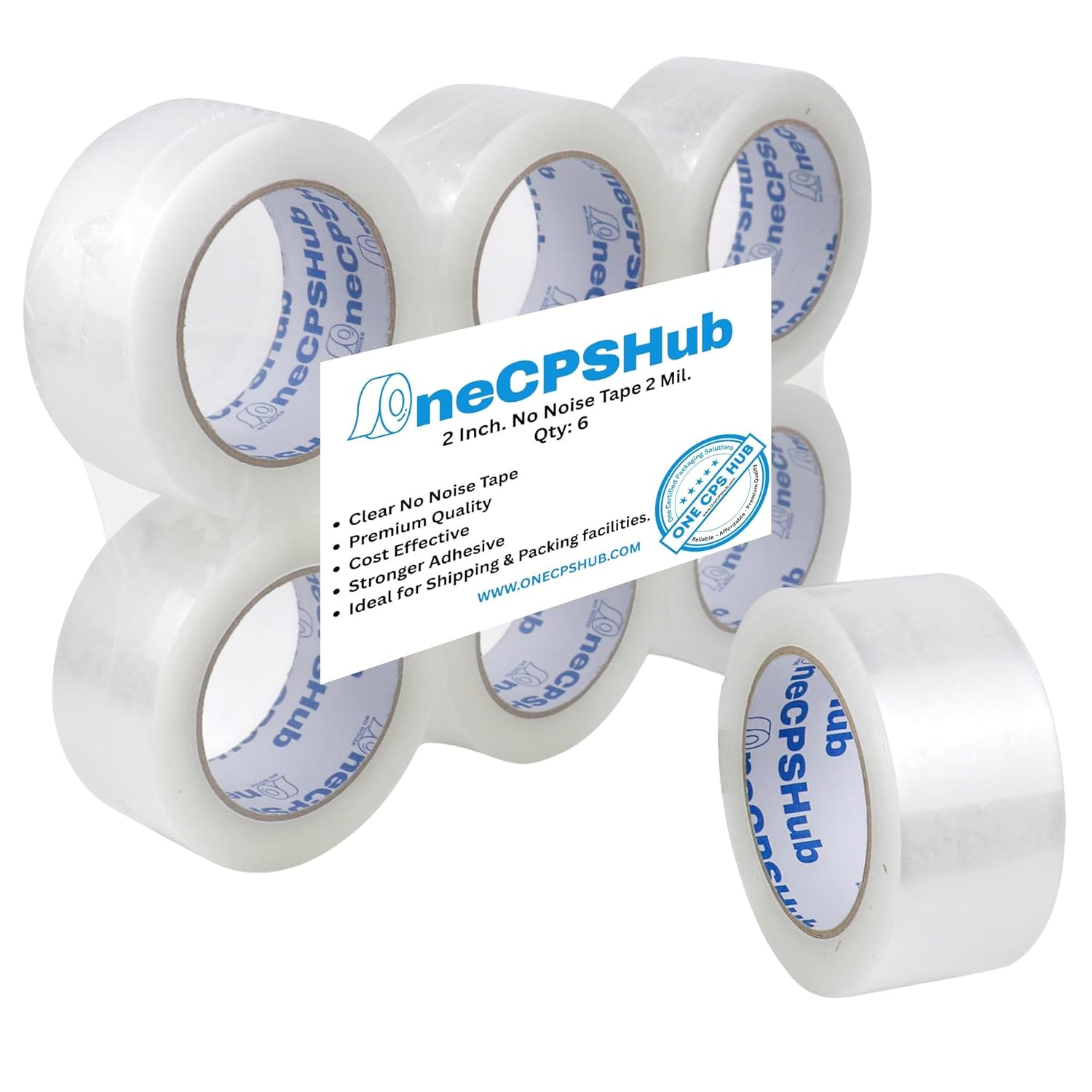 No-Noise/Quiet Heavy Duty Carton Sealing Tape, 2" Wide, 2 Mil Thick, 110 Yards/Roll, Strong Adhesive, Water-Resistant, Crystal Clear Shipping & Moving Tape (12)