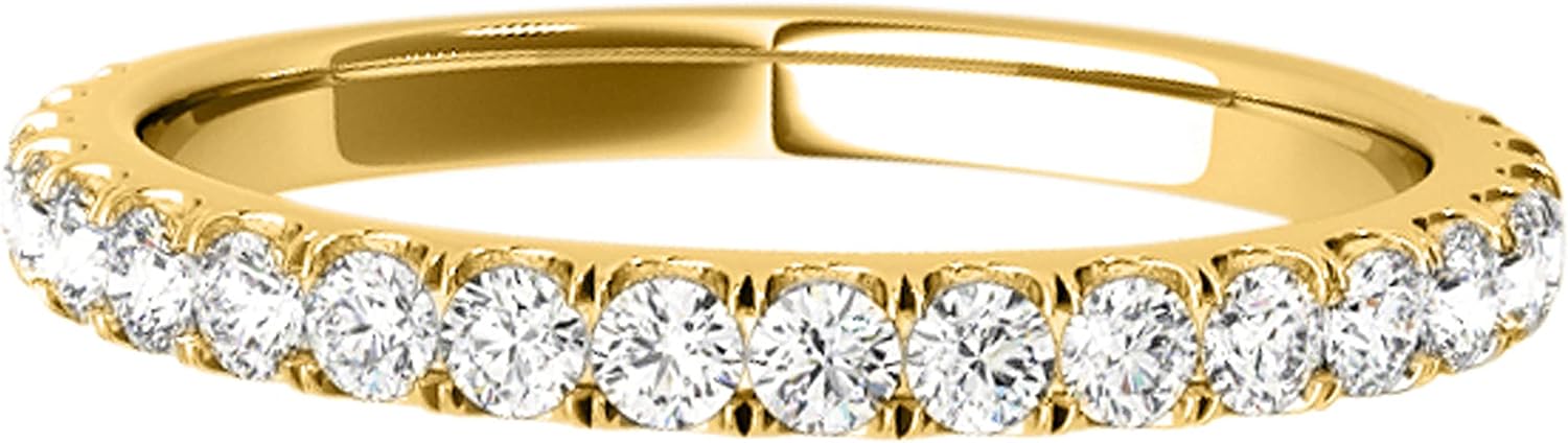 Diamond Wedding Band For Women 1/2 (0.50) Carat Brilliant Round Lab Grown Diamond Engagement Aniversary Band In 10K 14K 18K Rose Yellow White Gold | Aone Jewelry Collection