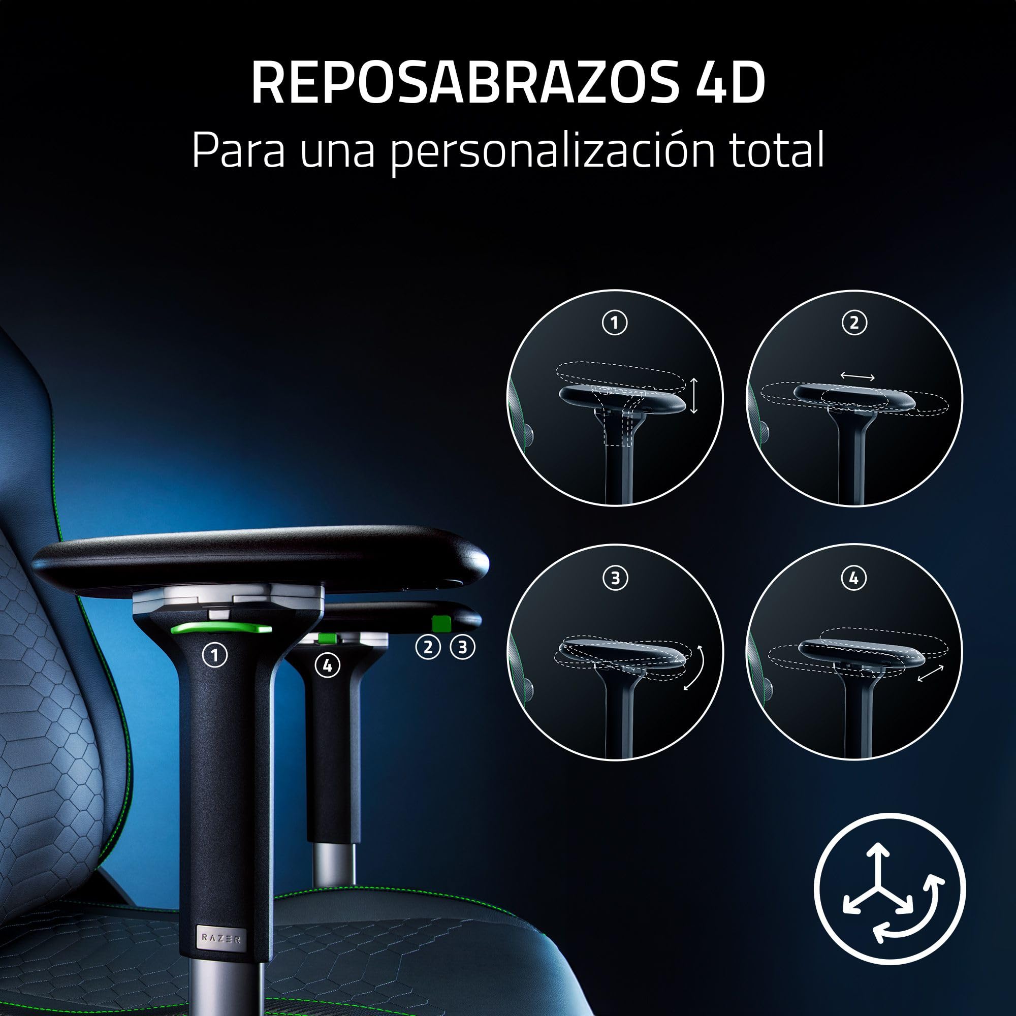 Razer Iskur V2 - Silla para Gamers con Soporte Lumbar adaptativo (Cojines de Espuma de Alta Densidad, Cuero sintético de Calidad EPU, Reposabrazos 4D) Tejido