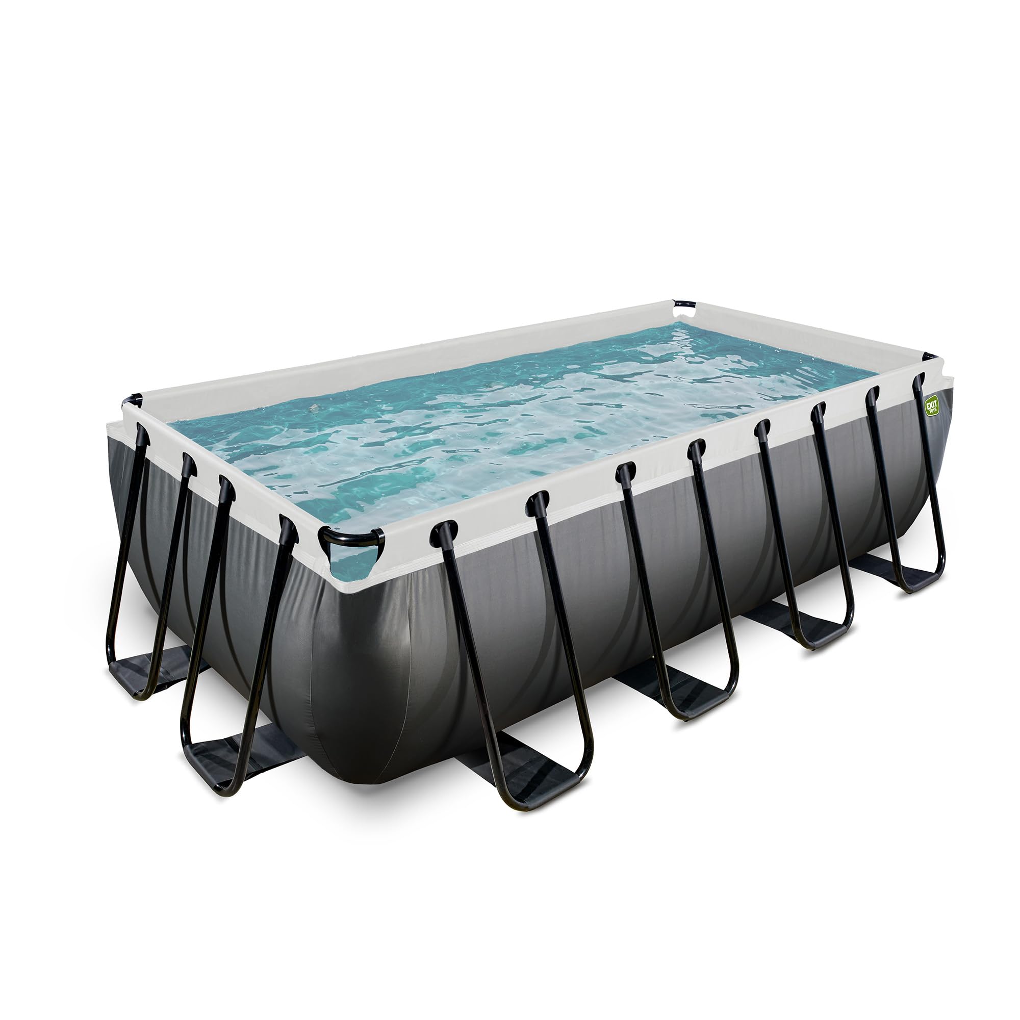 EXIT Toys Piscine Hors Sol Rectangulaire 400 x 200 x 100 cm avec Pompe à Filtre à Sable – Piscine Tubulaire pour Familles – Cadre en Acier – TÜV CE en 16582 – Black Leather – Noir