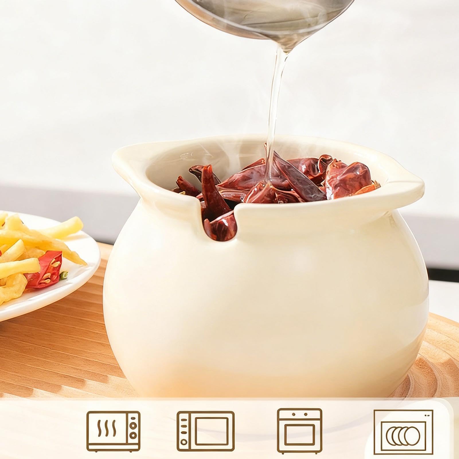 Contenitore per grasso da cucina, 1,5 l, in ceramica, per olio