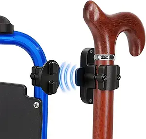 Magnetic Cane Holder for Rollator, Walker, Scooter, Wheelchair - Universal Clip-On Bracket