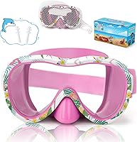 Vista 10 de Gafas de natación para niños, máscara de buceo, máscara de buceo, gafas de natación con cubierta de nariz y correas elásticas anchas con bolsa