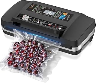 Vacuum Sealer Machine, Updated Powerful 95KPa Commercial Food Saver with Double Seal for 2X Strength, Built-in Cutter, Bags Storage & Easy-Lock Handle, Includes Free Bags (1 Roll + 10 Pre-cut)