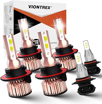 Car Light Bulbs Set Compatible for Ford F250 F350 F450 F550 Super Duty 2005-2022, High Low Beam Fog Bulbs Kit Comb, Easy Direct Fit, 35000LM Brightness 6500K White Light with Fan Built-in Drive,6-Pack