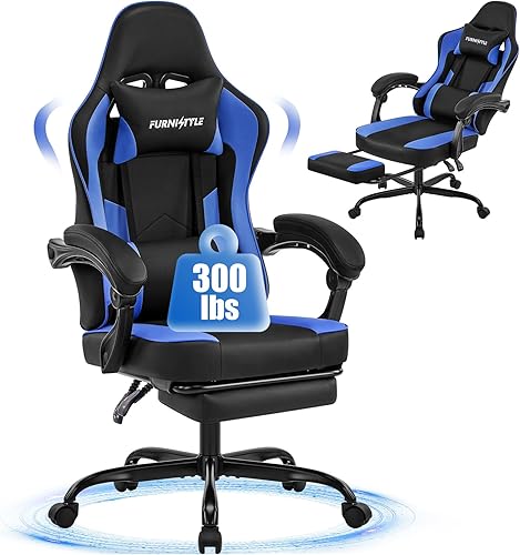 Miniatura 9 de Silla de juegos con reposapiés, cómodas sillas de videojuegos para adultos y chicos con soporte lumbar ajustable, reposabrazos articulados, silla