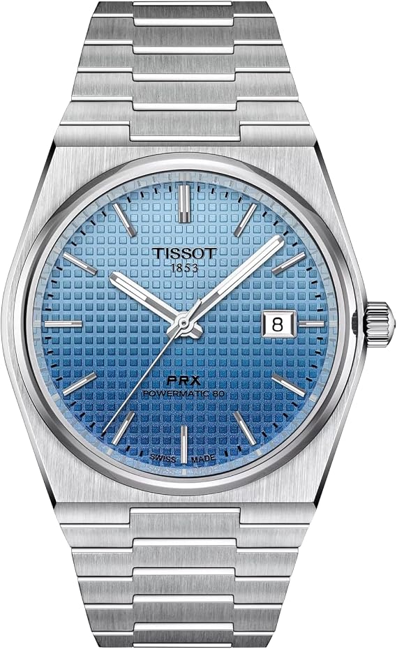 Tissot PRX Powermatic 80 40mm, Swiss Automatic Watch for Men, Stainless Steel case, Blue Gradient Dial, T1374071135101