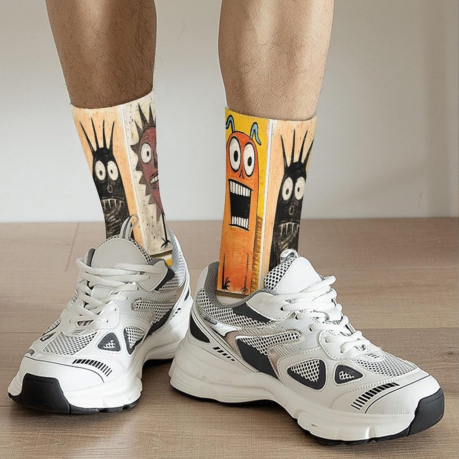 Freestyle Painting Crew Sock High Stocking Grippy Socks | Socks for Men & Women,Stockings-Long Thin Tube Sports, Breathable Soft Athletic for Nurses,Travel