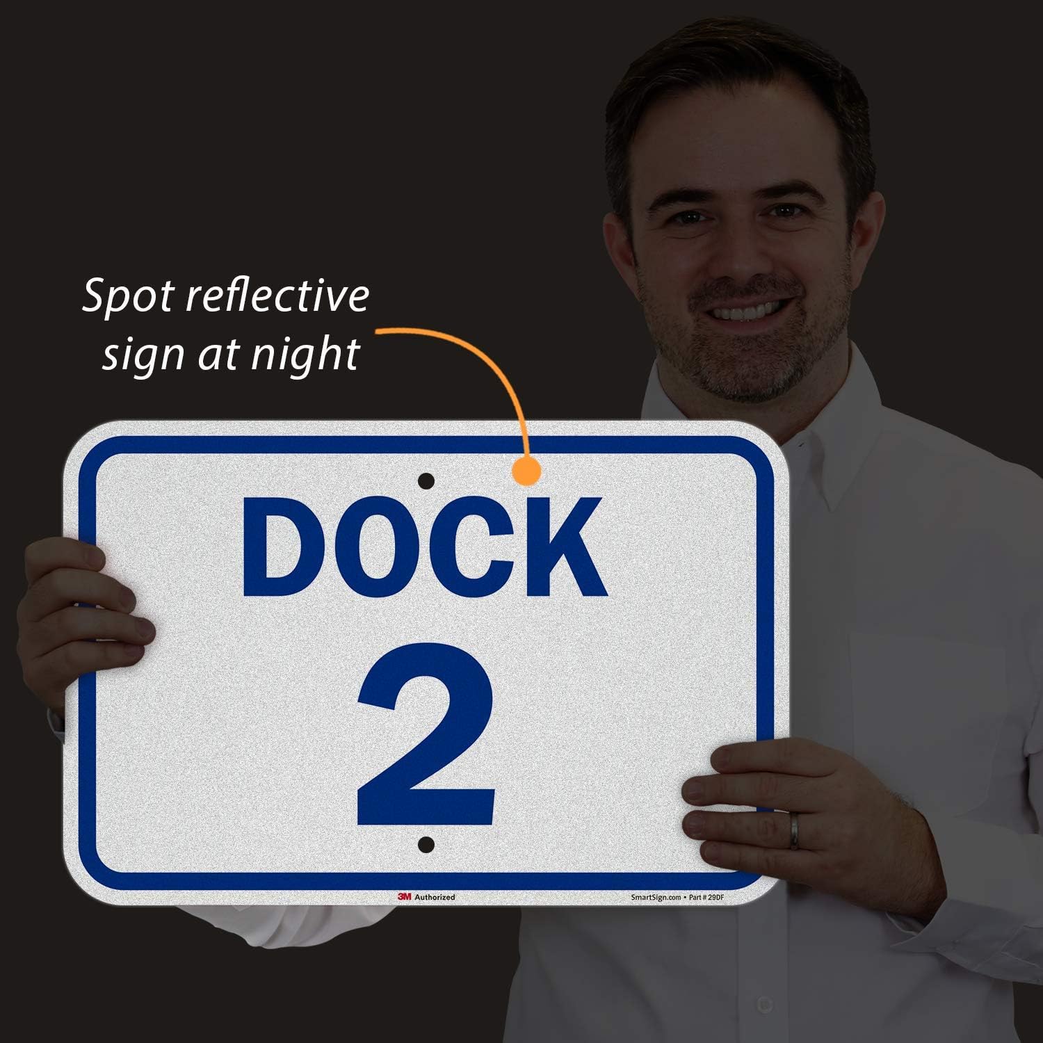 SmartSign "Dock 2" Dock Number Sign | 12" x 18" 3M Engineer Grade Reflective Aluminum