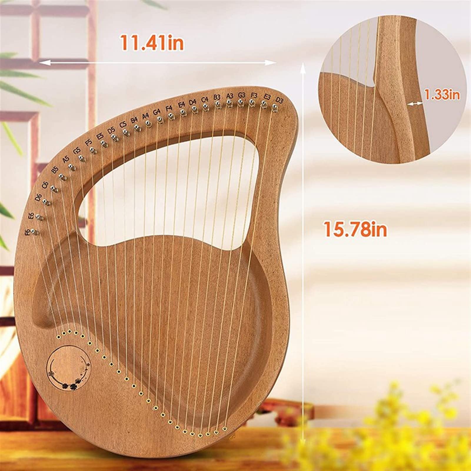 country kerry24 ハープ Noteworthy County Kerry 24-String Walnut Harp & Bag