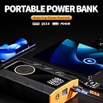 Car Battery Booster Jump Starter with Air Compressor Booster Pack | Jump Box with 45W Fast Charge, Smart Jumper Cables, Lights and 150 PSI Tire Inflator Booster Pack(All Gas/14L Diesel)