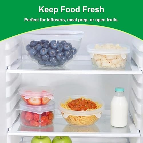 Miniatura 5 de Tapas elásticas de silicona – Paquete de 12 fundas reutilizables para alimentos, silicona flexible para cuencos, recipientes, frutas, sello