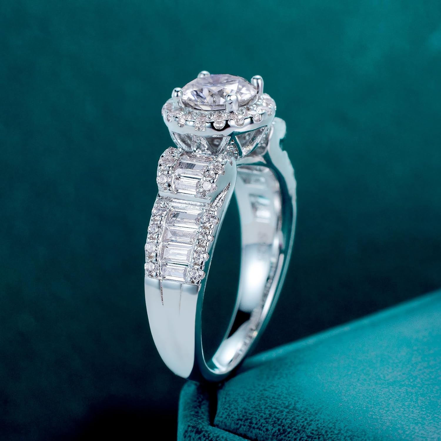 WES Moissanite Engagement Rings Set - D Color VVS1 925 Sterling Silver Stackable Moissanite Bridal Ring Sets Vintage Wedding Promise Ring for Women, Size 6-8