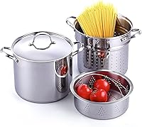 Cooks Standard 12 Quart Stainless Steel Pasta Pot with Strainer & Steamer Insert - 4-Piece Multipot Set, Induction Ready