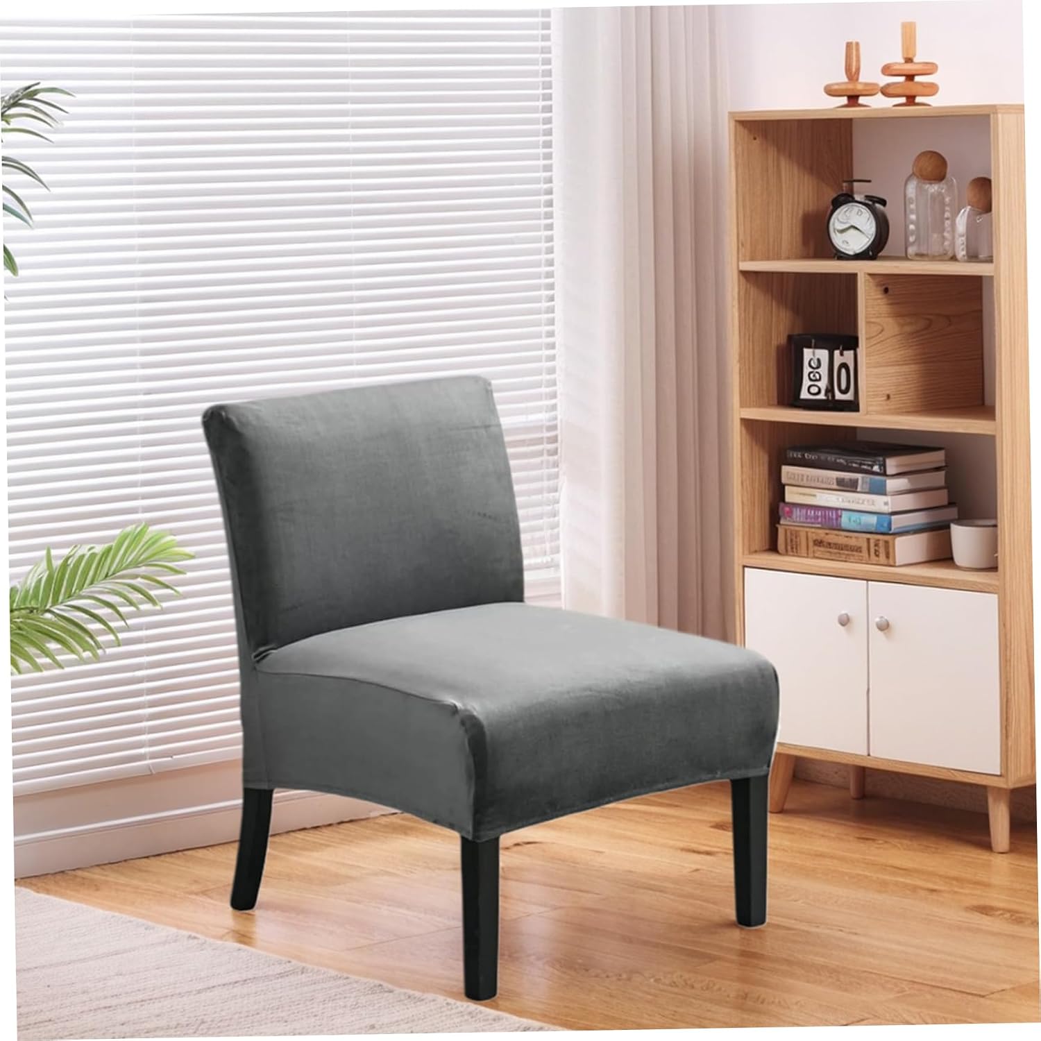 Armless Chair Slipcover Stretchable Armless Chair Cover Dustproof Washable Chair Covers Slipcover Removable Chair Cover Protector for Living Dining Room Armless Chair Slipcover.
