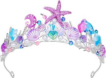 YARIEW Mermaid Birthday Decorations Mermaid Crown for Women Starfish