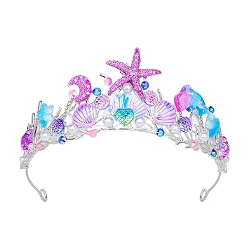 YARIEW Mermaid Birthday Decorations Mermaid Crown for Women Starfish