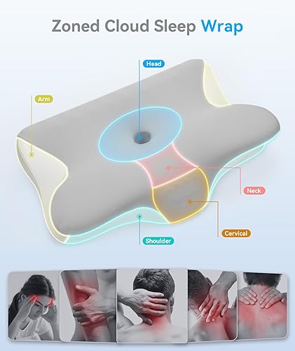 Miniatura 2 de Almohada cervical para el cuello para aliviar el dolor, almohada cervical para dormir de lado y espalda, almohada ortopédica ergonómica de apoyo