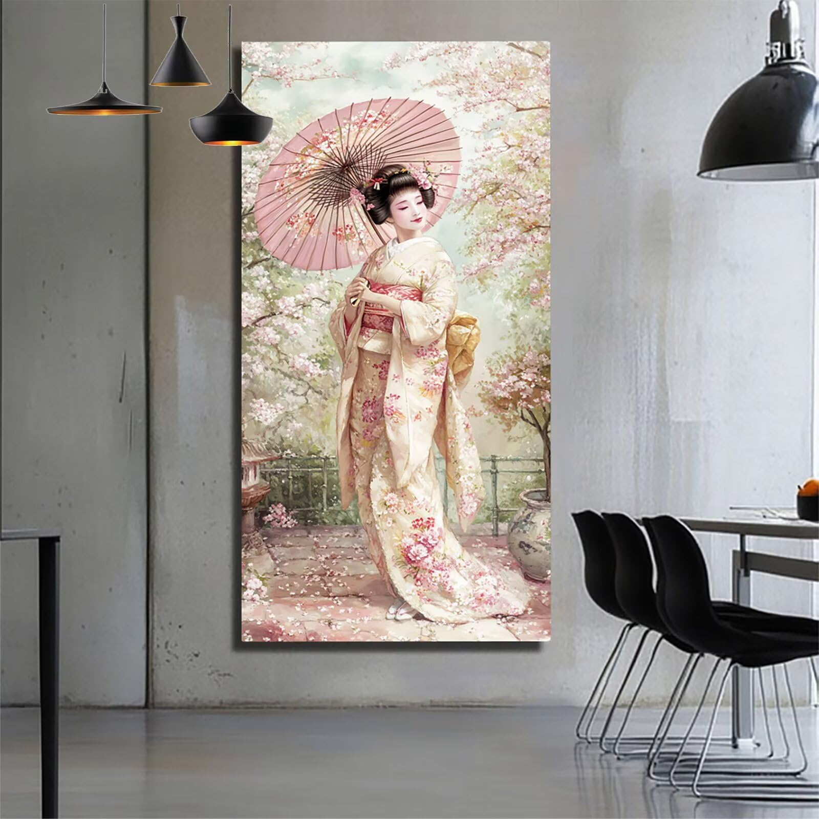 DIY Malowanie po numerach, dla dorosłych, gejsza, płótno do malowania olejnego, parasol, sztuka, malowanie według numerów, dla dorosłych, zestawy z akrylowymi pędzlami pigmentowymi, do dekoracji ścian