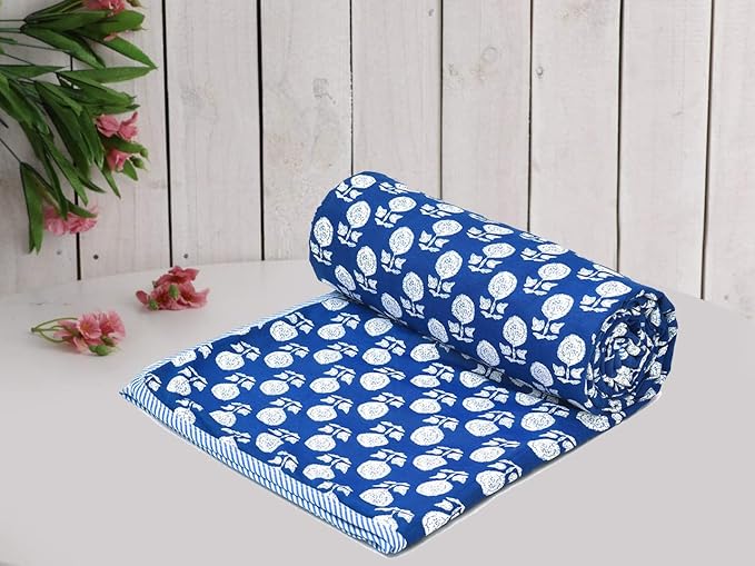 RRC Super Soft Cotton 3 Layer Breathable Double Dohar Lightweight Bed Dohar 84X96(Inches) 213X243(CM) Flannel Dohar Throws for Bed,AC Dohar,Lahariya Fabric Edging/Piping Bed Dohar