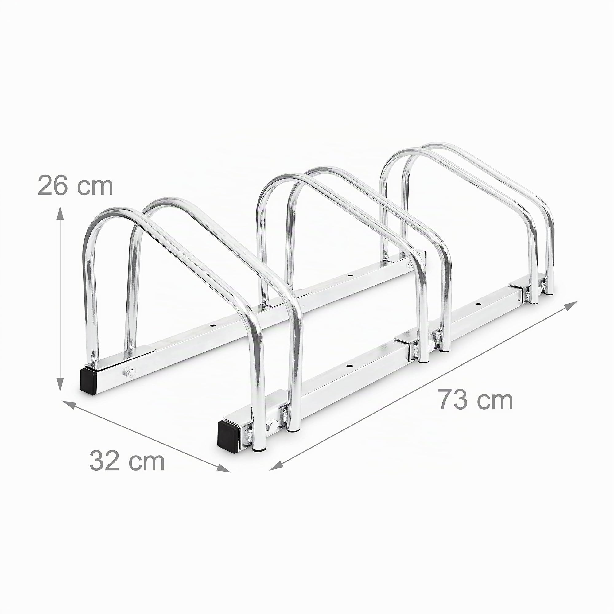 Relaxdays Stand Portabici per 3 Biciclette, Montaggio alla Parete e al Pavimento, Misure HxLxP: 26 x 73 x 32 cm, Argento